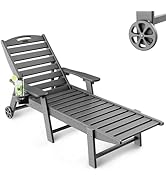 SUUNYN Lounge Chair Outdoor, Chaise Lounge Chair Outdoor, HDPE 6-Position Outdoor Chaise Lounge, ...