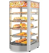 ROVSUN 5-Tier Food Warmer Pizza Warmer Countertop, Food Warmer Display Pretzel Warmer with LED Li...