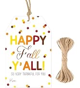 G2PLUS Fall Gift Tags - 50Pcs Happy Fall Y’All Tags with String, White Paper Thank You Gift Tag w...