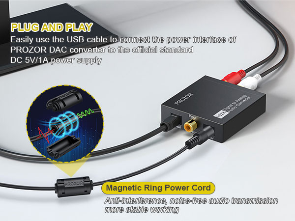 Magnetic Ring Power Cord ensures anti-interference, noise-free audio transmission for more stable