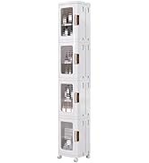 VECELO 4-Tier Tall Narrow Storage Cabinet with Movable Wheels, Adjustable Shelves, Anti-Tip, Slim...