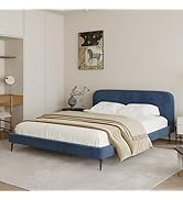 Acanva Modern Minimalist Upholstered Platform Bed Frame with Headboard, Mattress Foundation Base ...