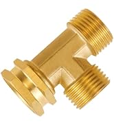 Angry Pony Garden Hose Tee, 3/4 Brass Tee GHT 3/4 Female x Male x Male Garden Hose T Adapter, Wat...