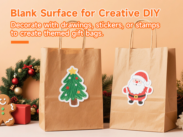 Plain brown paper bags for creative DIY, kraft gift bags for Valentine's Day, holidays, weddings