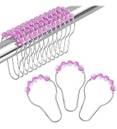 Amazer Pink Shower Curtain Hooks, Decorative Shower Curtain Hooks Smooth Glide, Shower Curtain Ri...