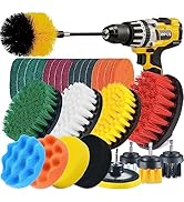 Shieldpro 30 Piece Drill Brush Attachment Set, All Purpose Power Clean Scrubber Brush, Scrub Pads...
