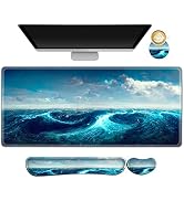 AIMSA Keyboard Mouse Pad Wrist Rest, Extended Gaming Mouse Pad +Wrist Support, Ergonomic Memory F...