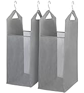 STORAGE MANIAC 2-Pack Hanging Laundry Hamper, Front See-Through Mesh Hanging Laundry Bag, Slim Ha...
