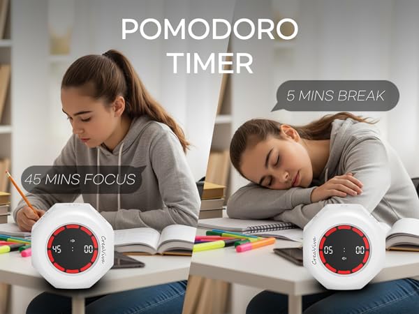 Creaviva digital visual cube timer with pomodoro timer