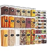 Skroam 36 Pack Airtight Food Storage Containers for Kitchen Pantry Organizers and Storage, Plasti...