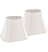 GO&SO Square Lamp Shades Cut Corner, 8x14x11 Inch Medium Table Lamp Shades Beige, Natural Linen H...
