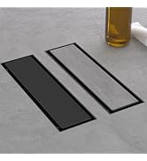 EBYTE Black Linear Shower Drain 12 Inch - 304 Stainless Steel Shower Drain, Matte Black Linear Dr...