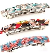 3 Pcs Womens Hair Barrettes Tortoise Cellulose Acetate Barrettes Small French Barrettes Automatic...