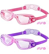 Kids Swim Goggles, 2 Packs Swimming Goggles for Kids Girls Boys and Child Age 4-16