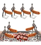 4PCS Funny BBQ Stand Man HotDog Holder,Portable HotDog Roaster,Reusable Stainless Steel Hotdog&Sa...
