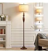 63.8" Vintage Floor Lamp with Rotary Switch, Dimmable Color Temperature Standing Lamp, Retro Farm...
