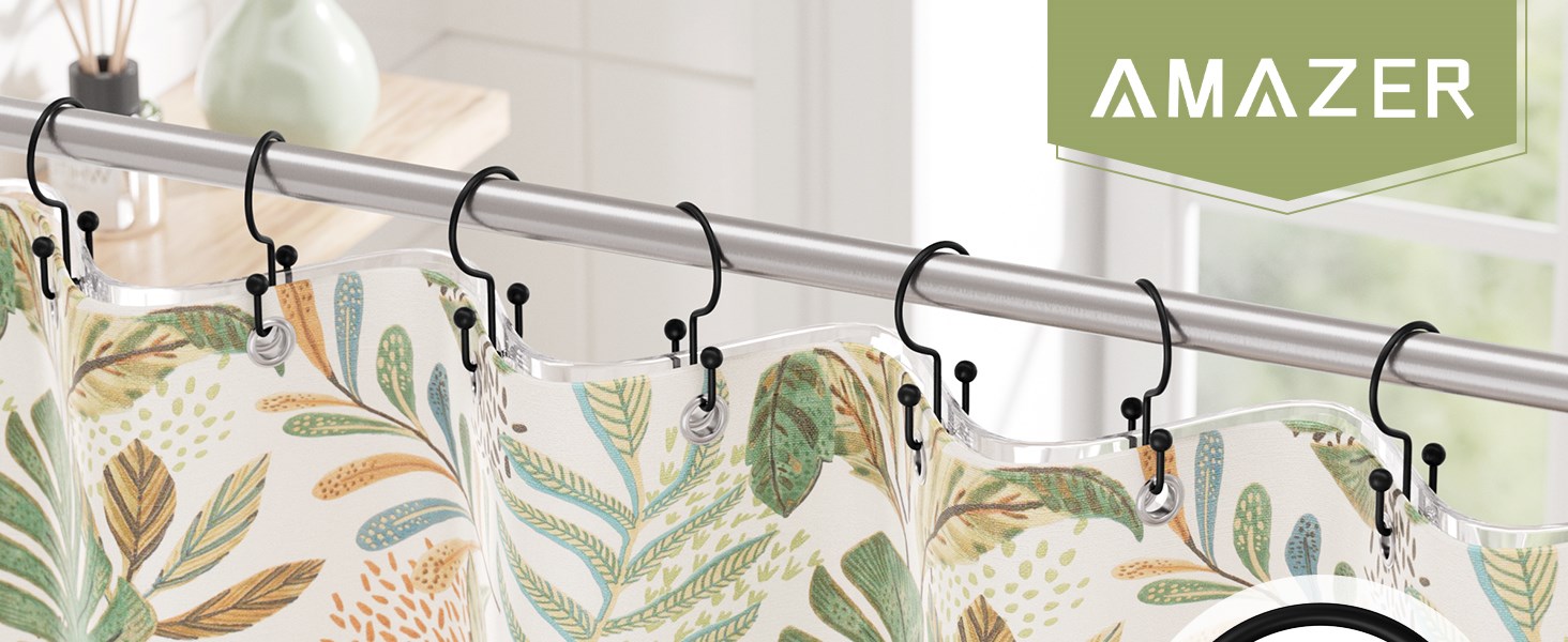 Amazer 12PCS Minimalist Simple Double Shower Curtain Hooks