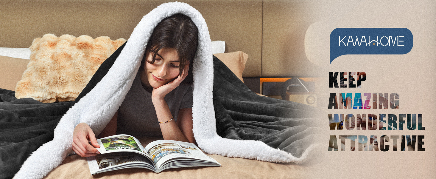 KAWAHOME Sherpa Fleece Blanket Dark Grey