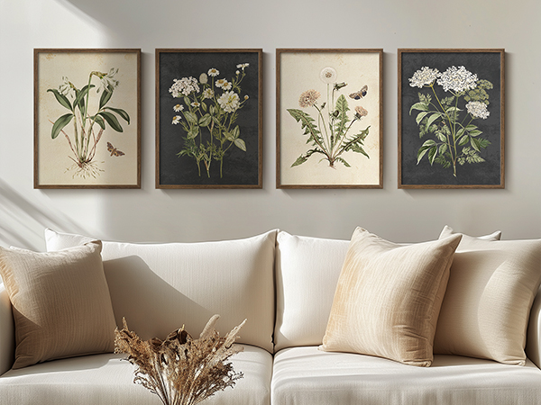 Framed Floral Wall Art for Rustic Farmhouse Wall Decor