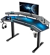 EUREKA ERGONOMIC Music Studio Desk Standing Gaming Desk Adjustable Height LED 63" Wing Shaped Sit...