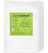 Avid Armor Vacuum Sealer Bags Quart Size 100 Pack 8" x 12" for Food Saver, Seal a Meal Vac Sealer...