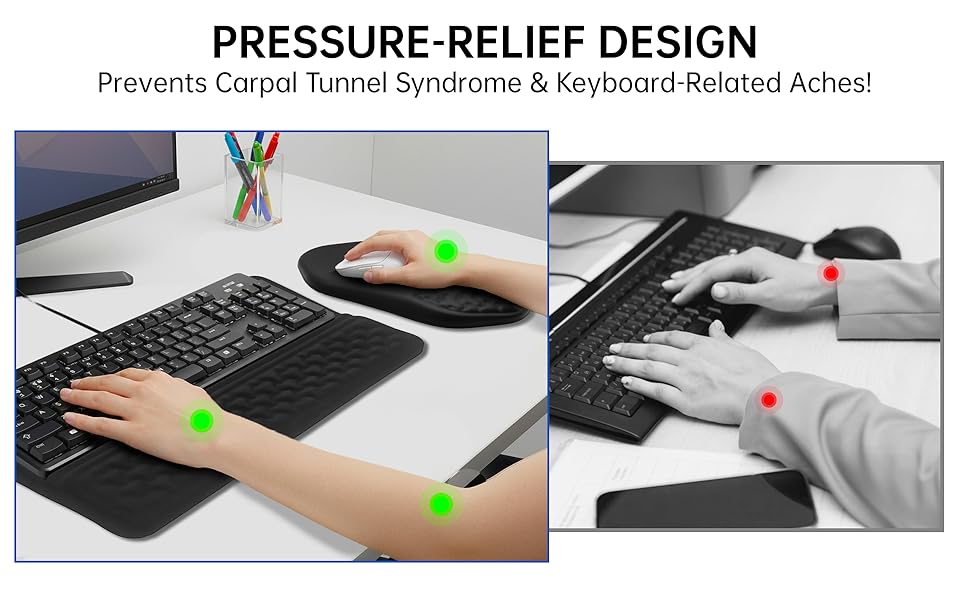 3-in-1 Ergonomic Keyboard Stand Wrist Rest Mouse Pad Set