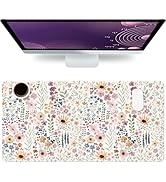 Flower Large Mouse Pad, Floral Desk Matt for Desktop, PU Leather Waterproof Desk Pad, Computer PC...