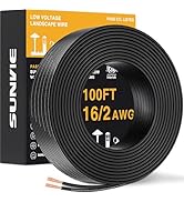 SUNVIE 100FT 16/2 Low Voltage Landscape Wire, 16 Gauge Low Voltage Stranded Copper Wire, 16 AWG 2...