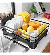Kitsure Dish Drying Rack - Multi-Functional Dish Rack for Kitchen Counter with Cutlery Holder, Ru...