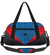 Gym Travel Duffle Bag for Boys - Blue Red Spider Web Kids Overnighter Weekend Bag with Front Zipp...