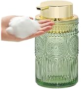 Tonxus Glass Foaming Soap Dispenser, Green Refillable 11 Oz Foam Soap Dispenser for Bathroom and ...