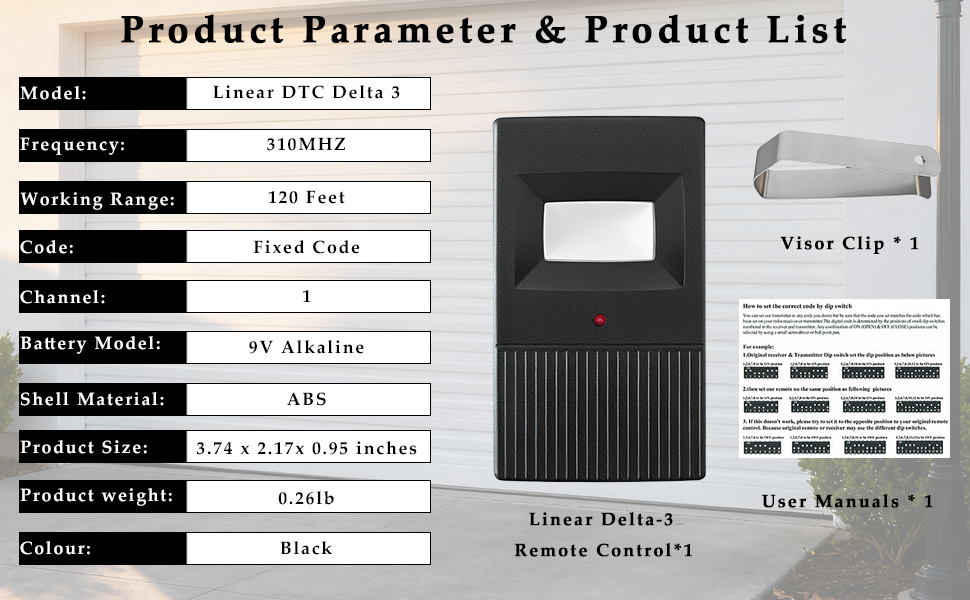 Garage Door Opener Remote Compatible with Linear Delta 3