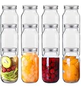 Jucoan 12 Pack 24 oz Glass Mason Jar Canning Jar with Silver Airtight Metal Lids, Regular Mouth G...