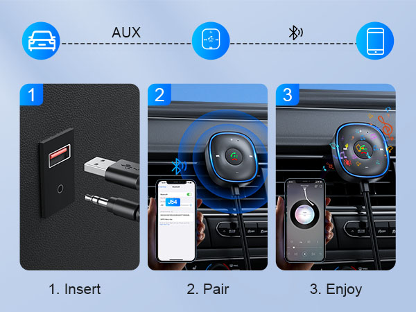 sonru bluetooth 5.3 aux adapter for car