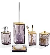 GAHEFY Lavender Purple Bathroom Accessories Set, Toothbrush Holder, Soap Dispenser, Cotton Swabs ...