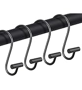 CHICTIE Black Shower Curtain Hooks Rings, Decorative for Bathroom Shower Rods, Set of 12 Premium ...