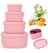 Anatole Silicone Food Storage Containers 4 Pcs Lunch Bento Box with Lids Leakproof Dishwasher Mic...