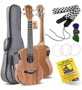 Pyle, 23" Acoustic Electric Ukulele-4String Professional Mahogany Tenor Ukulele w/Detachable Stra...