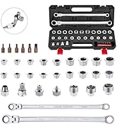 AKM TOOL 33 PCS Flex Head Ratcheting Wrench Set, Metric | 72-Tooth | 8-22mm | Extra Long Double B...