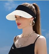 Womens Sun Hat Straw Visor UV Protection Wide Brim Packable Travel Summer Cap for Beach UPF 50+