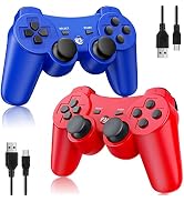 OKHAHA Controller 2 Pack for PS3 Wireless Controller for Sony Playstation 3, Double Shock 3, Blue...