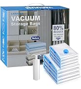 Travel Vacuum Storage Bags with hand Pump,15 Pack Compression Bags for Clothes, Space Saver for L...