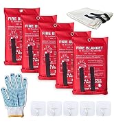 5 Pack 39.9x39.3 Fire Blanket Fire Suppression Blanket | Fiberglass Fire Blankets Emergency for P...