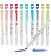 maikedepot Dual Tip Highlighter Markers,Aesthetic Fine Tip & Chisel Tip Pastel Vintage Marker Hig...
