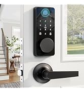 Smart Lock with Handles, Fingerprint Door Lock App Control, Keyless Entry Door Lock Set, Electron...