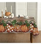 Horaldaily Fall Tablecloth 60×84 Inch Rectangular, Thanksgiving Autumn Harvest Orange Wood Plank ...