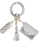 BIHRTC Silicone Key Ring Bracelets Wristlet Keychain Wallet with Net Chapstick Holder for Women