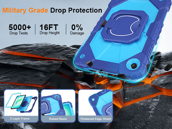Dinines Full-Body Drop Protection Samsung A11/A9 Plus Tablet Case with Screen Protector Stand Strap