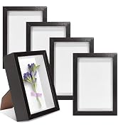 VOKOY 5 Pack 4" x 6" Shadow Box Frame, Small Wood Hollow Picture Frame with Clear Acrylic Front, ...