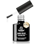 Beetles 9 in 1 Nail Glue Gel for Nail Tips and Clear Acrylic Nails Long Lasting, Curing Needed UV...
